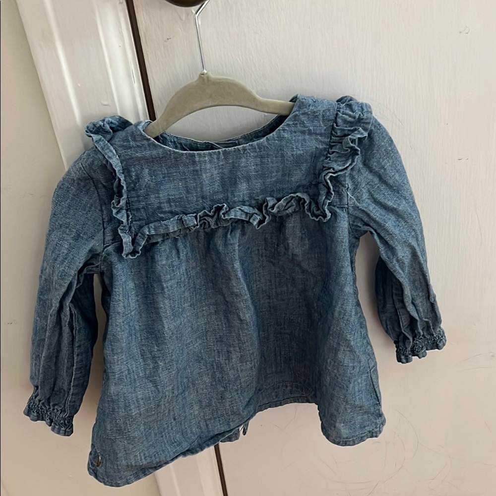 Ralph Lauren Blue Blouse with Distressed Details